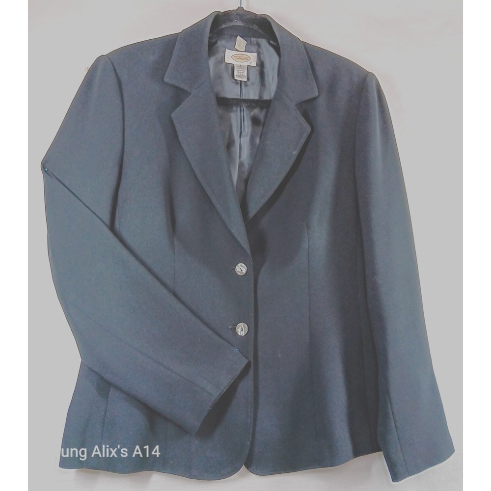 TALBOTS Womens‎ Blazer Jacket Black Triacetate Blend 2 Button Clasic Sz 8  USA